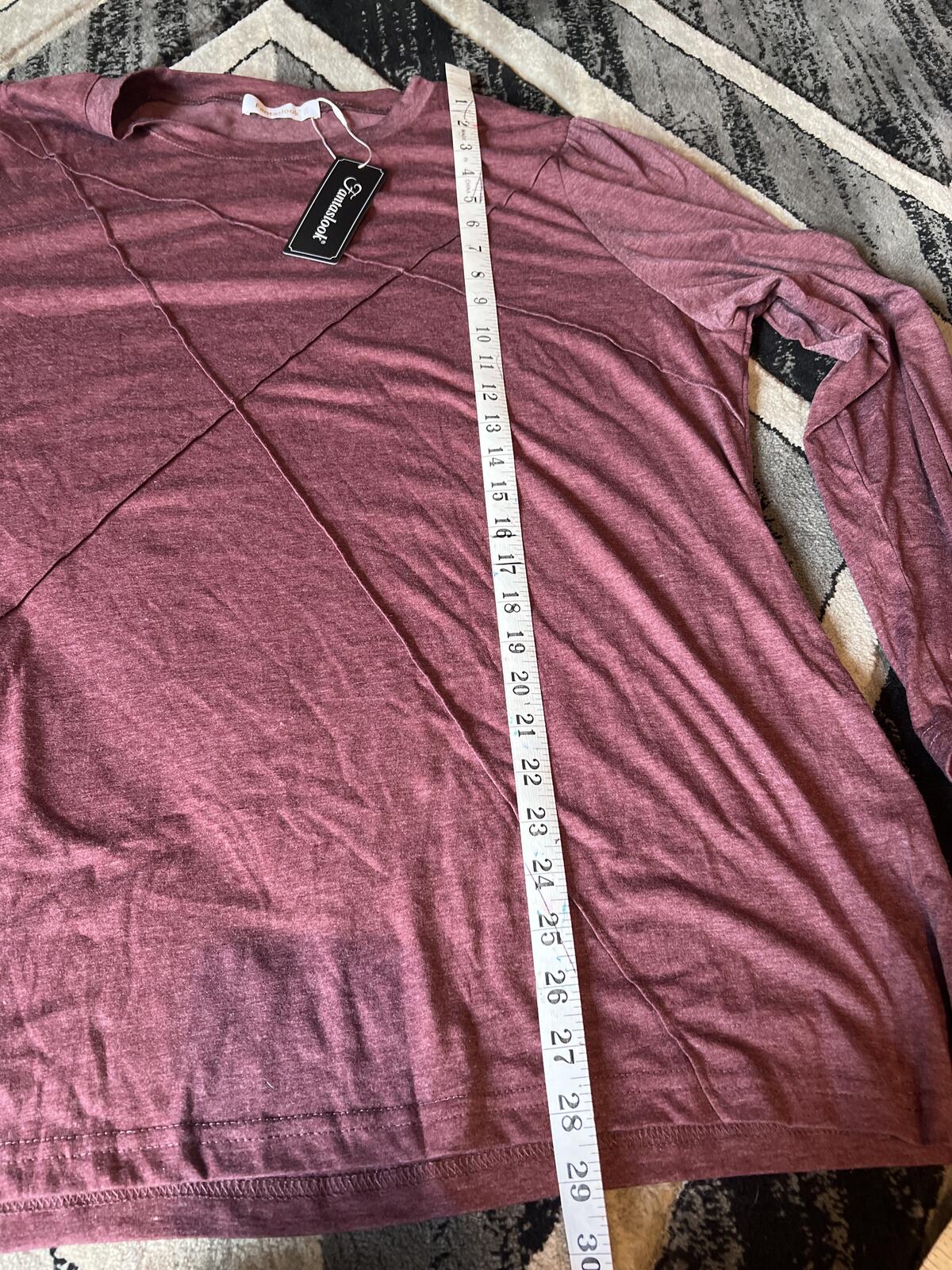 Fantaslook Women's Long Sleeve Top Size 2X Burgundy