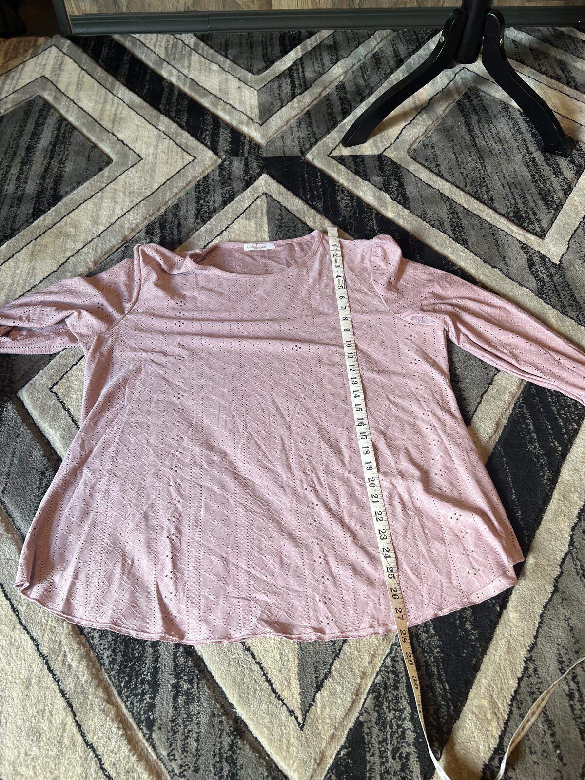Fantaslook Women's 2XL Pink Long Sleeve Knit Top