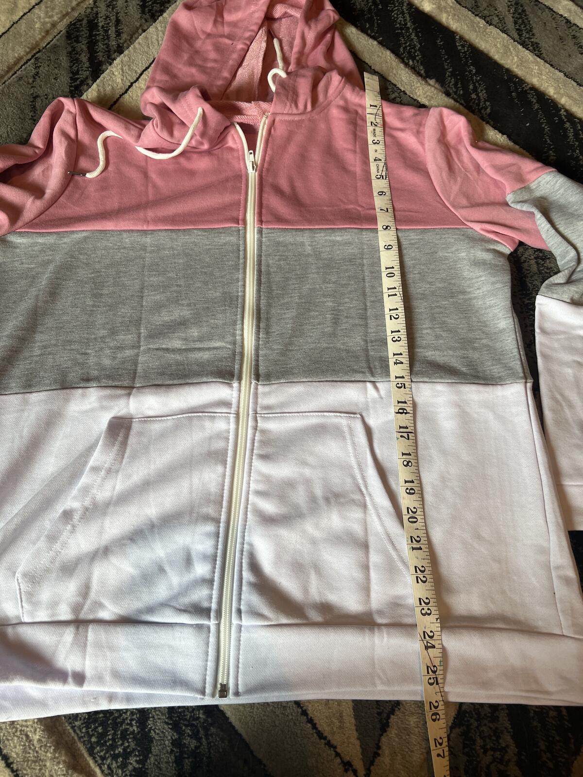 Color Block Zip-Up Hoodie Jacket - Size Large