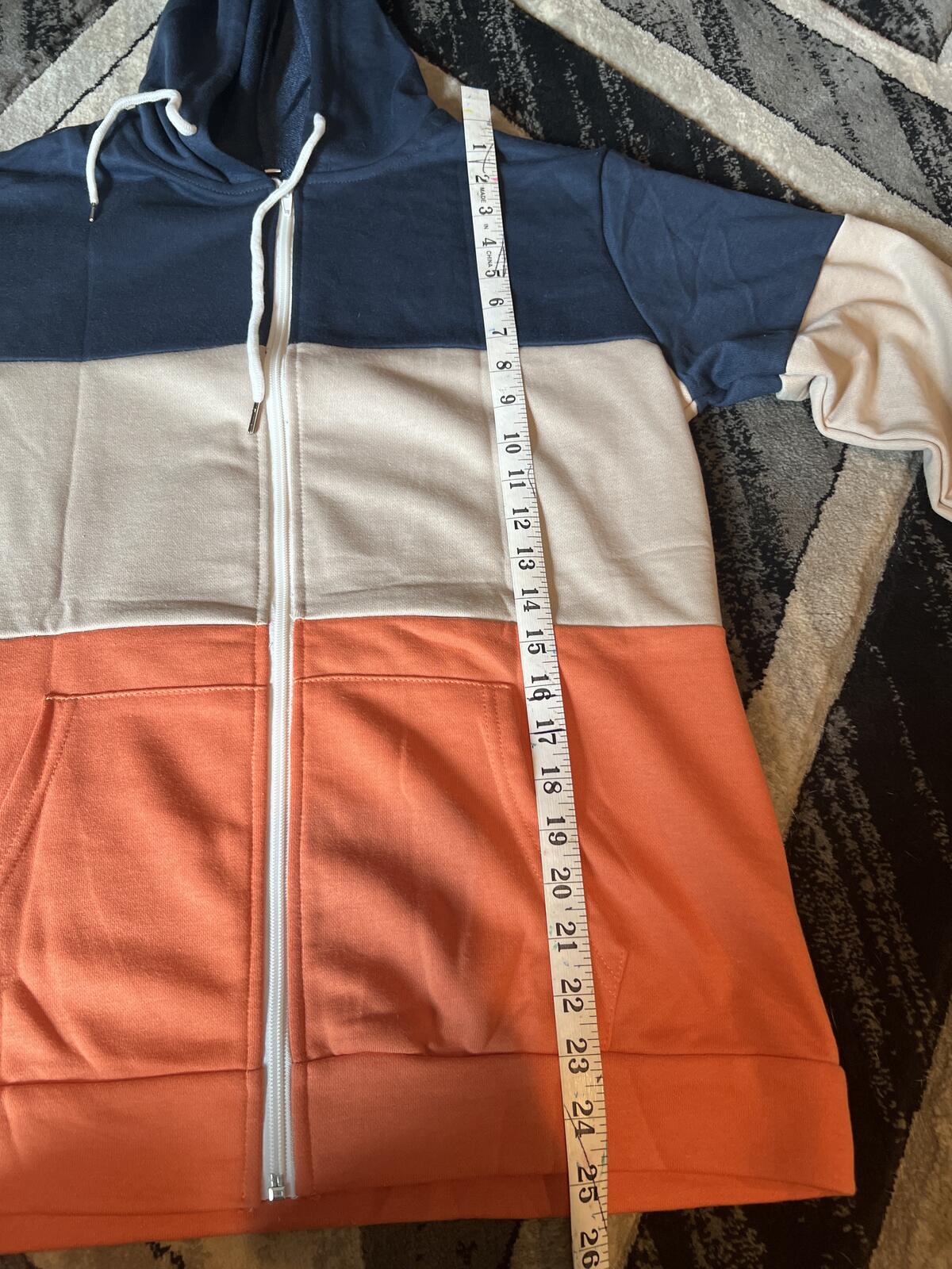 Color Block Zip-Up Hoodie Jacket Size Large