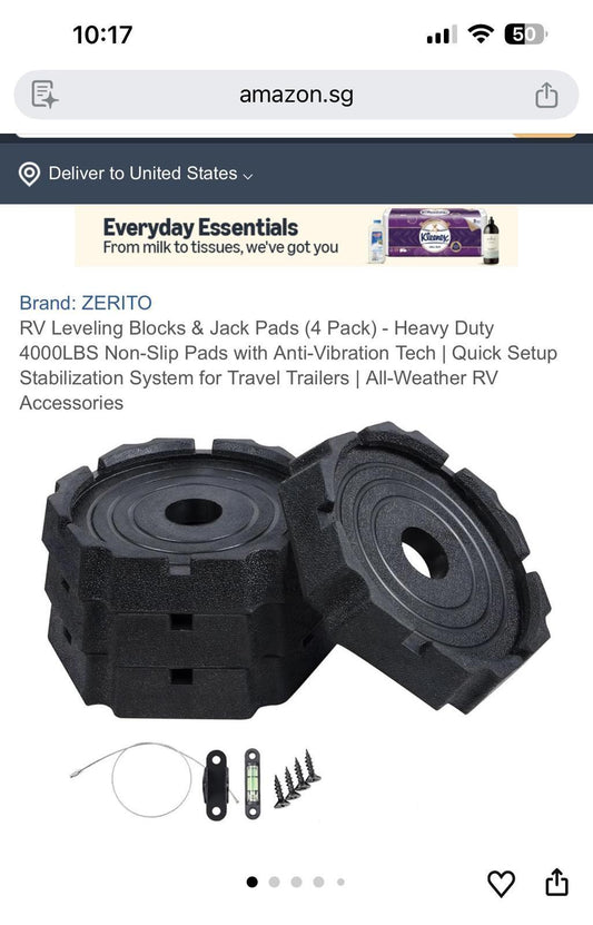 ZERITO RV Leveling Blocks & Jack Pads (4 Pack) Heavy Duty 4000LBS Non-Slip with