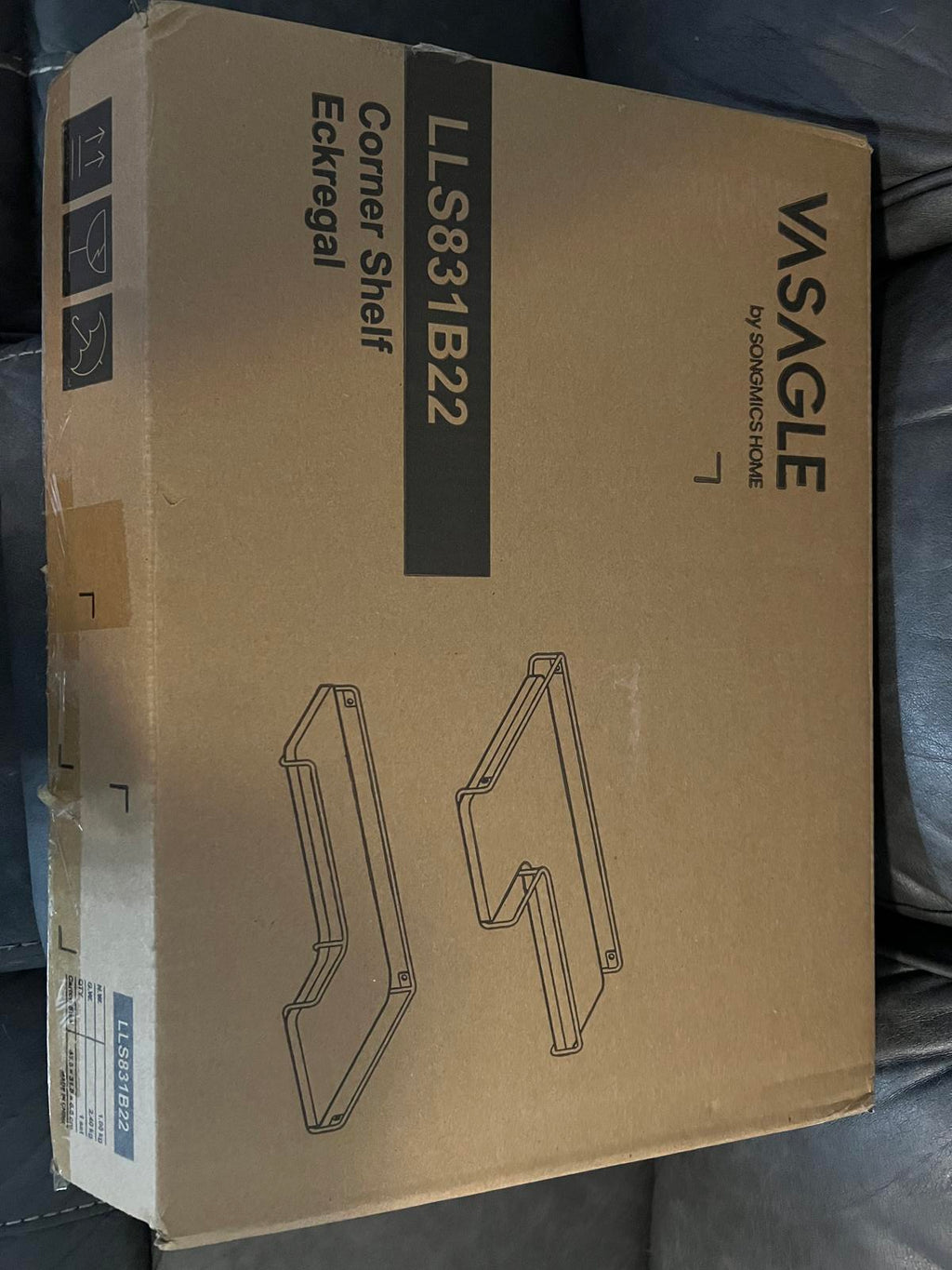 VASAGLE Black Corner Wall Shelves - Set of 2