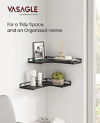 VASAGLE Black Corner Wall Shelves - Set of 2