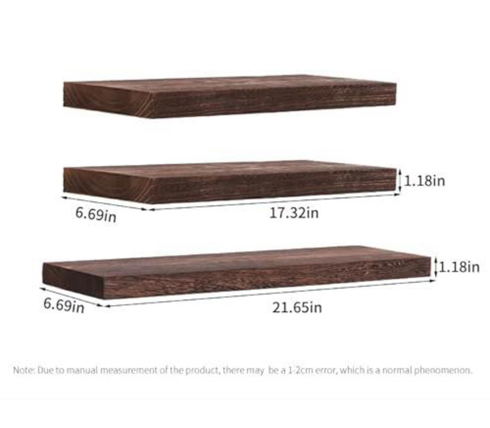 Open Box Wooden Floating Wall Shelves - Set of 3