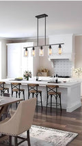 Open Box Kitchen Island Pendant Light Fixture with 5 Glass Shades