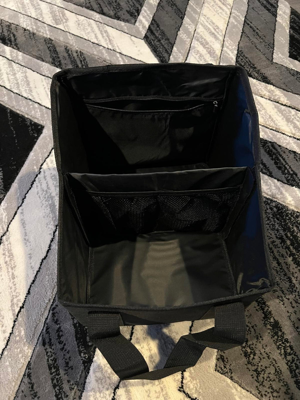 Black Multi-Compartment Collapsible Foldable Organizer Tote Bag