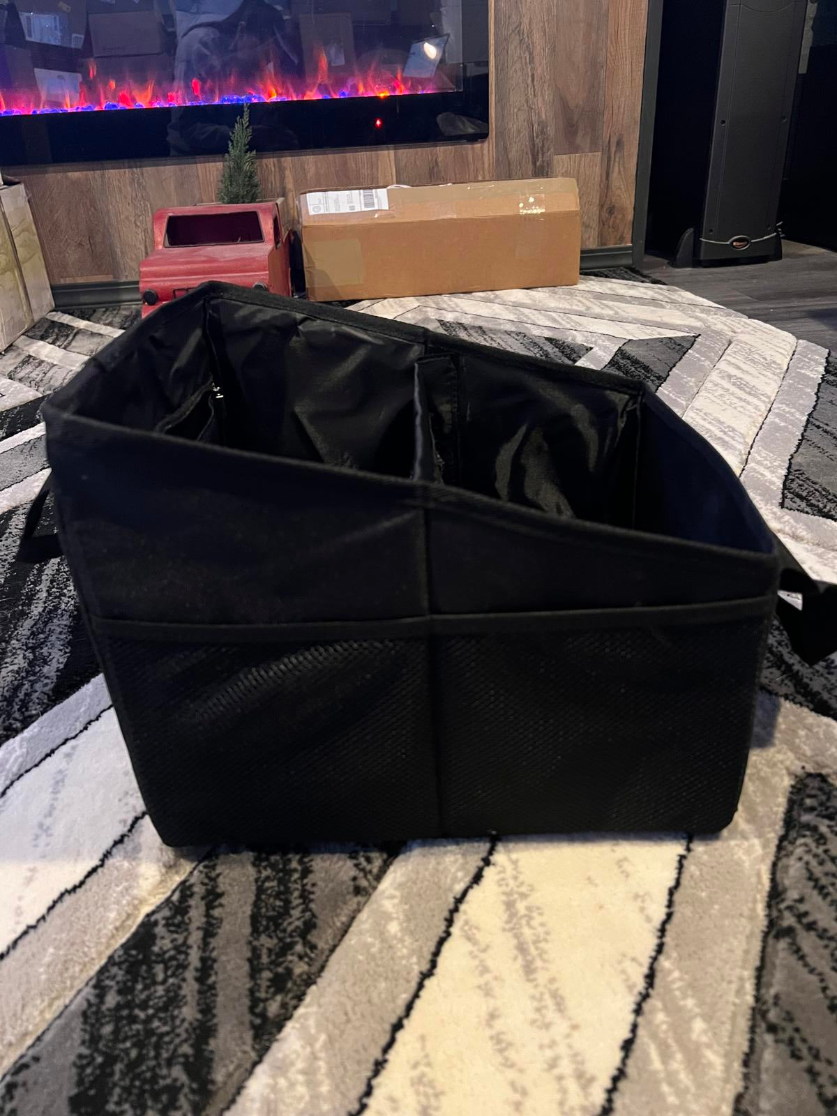 Black Multi-Compartment Collapsible Foldable Organizer Tote Bag