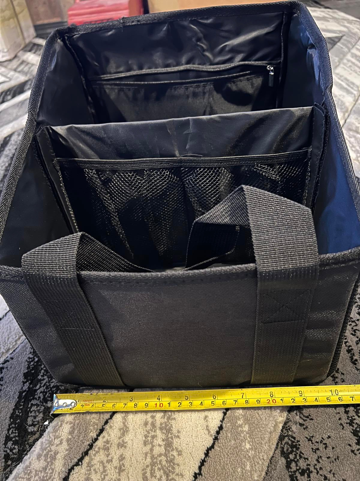 Black Multi-Compartment Collapsible Foldable Organizer Tote Bag