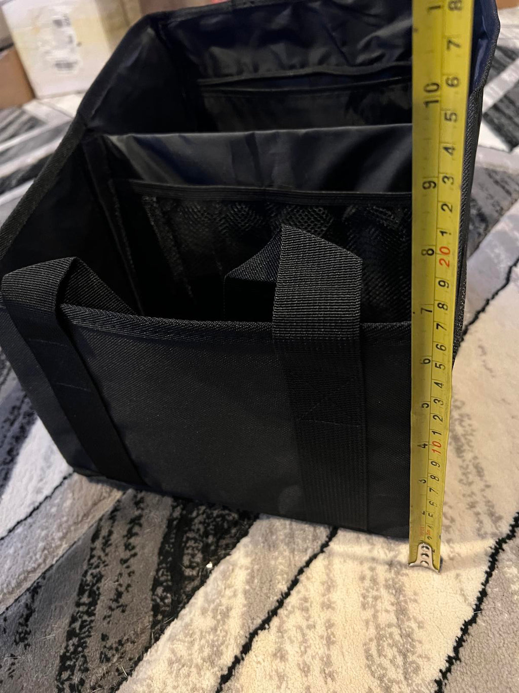 Black Multi-Compartment Collapsible Foldable Organizer Tote Bag