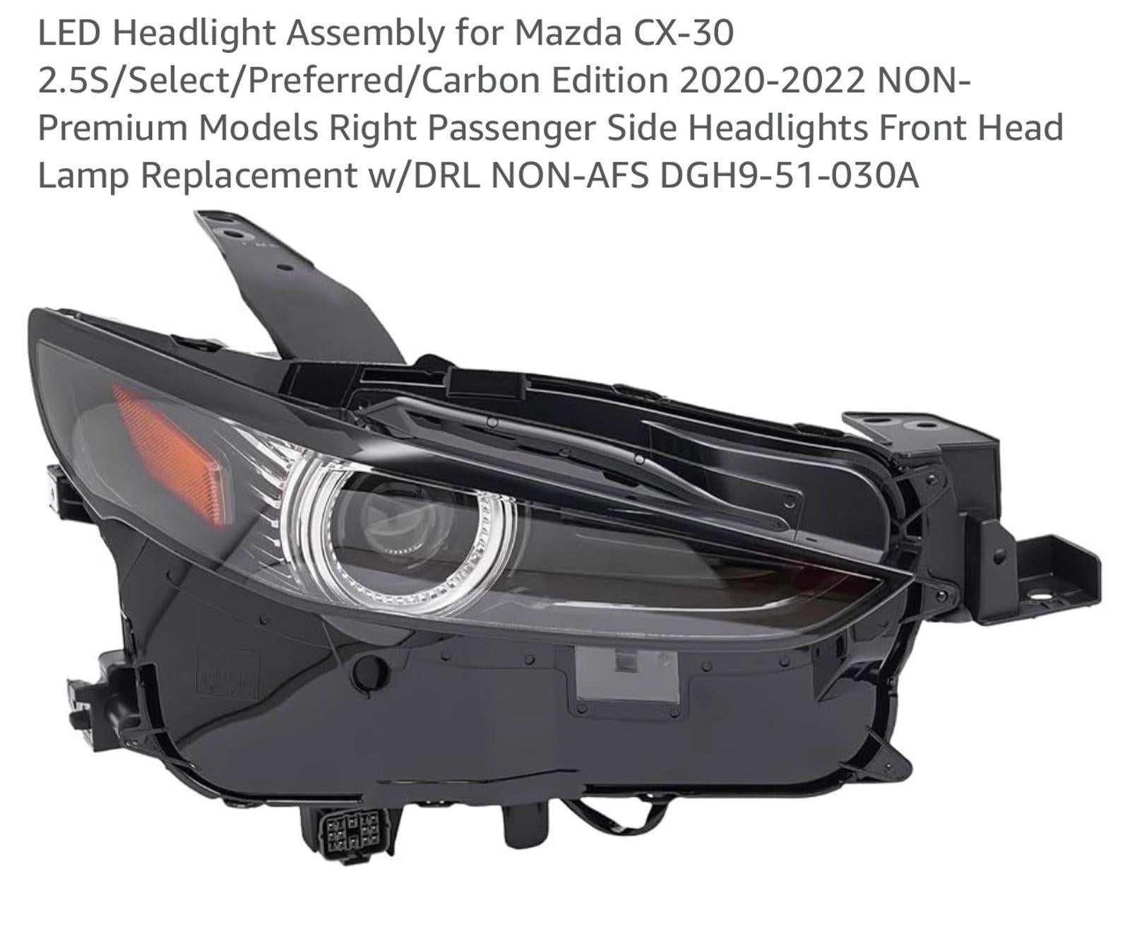 LED Headlight Assembly for Mazda CX-30 2.5S/Select/Preferred/Carbon Edition 2020