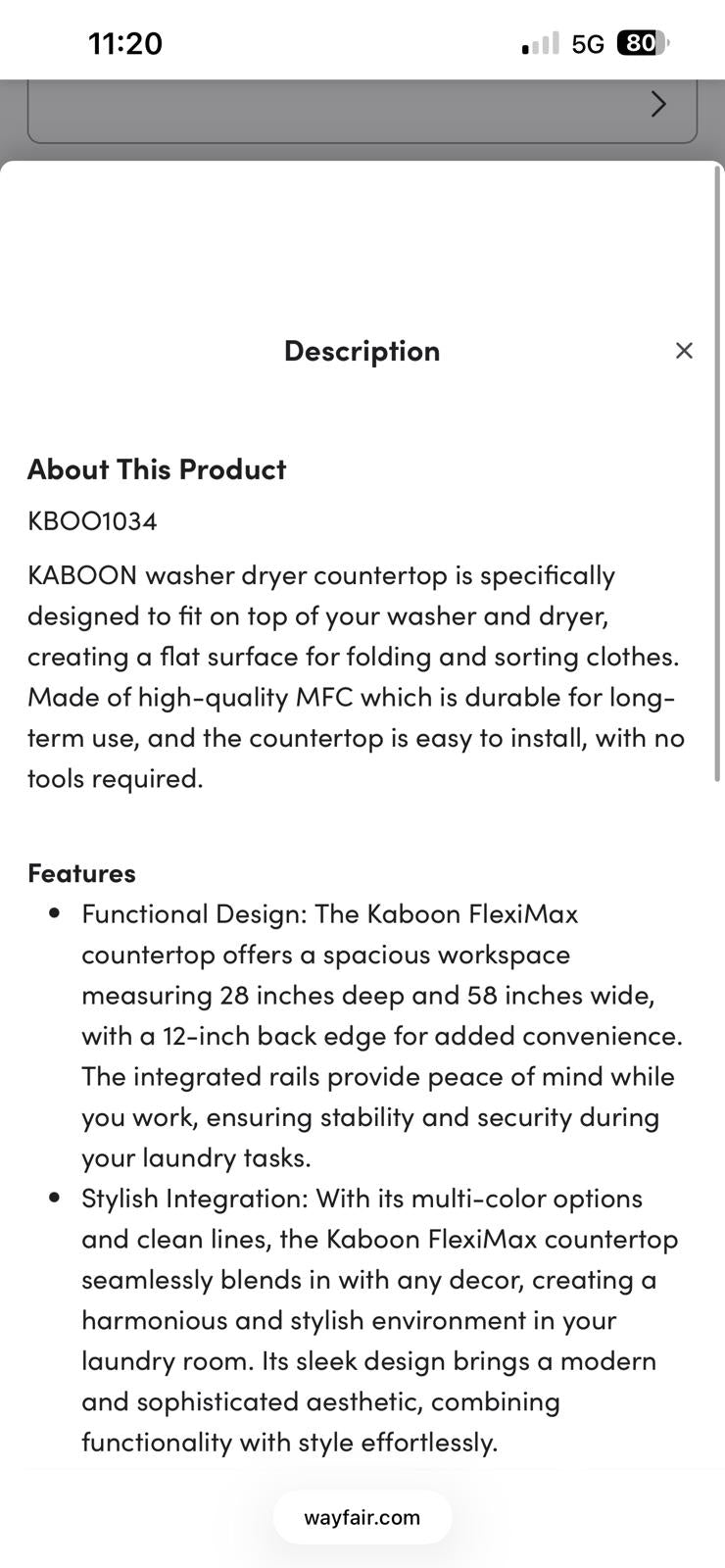 KABOON FlexiMax Washer Dryer Countertop - Spacious & Stylish Laundry Organizer