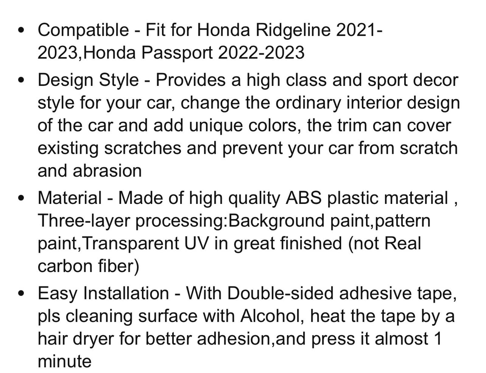 Carbon Fiber Front Fog Lamp Grille Vent Trim Cover for 2021-2023 Ridgeline & 202