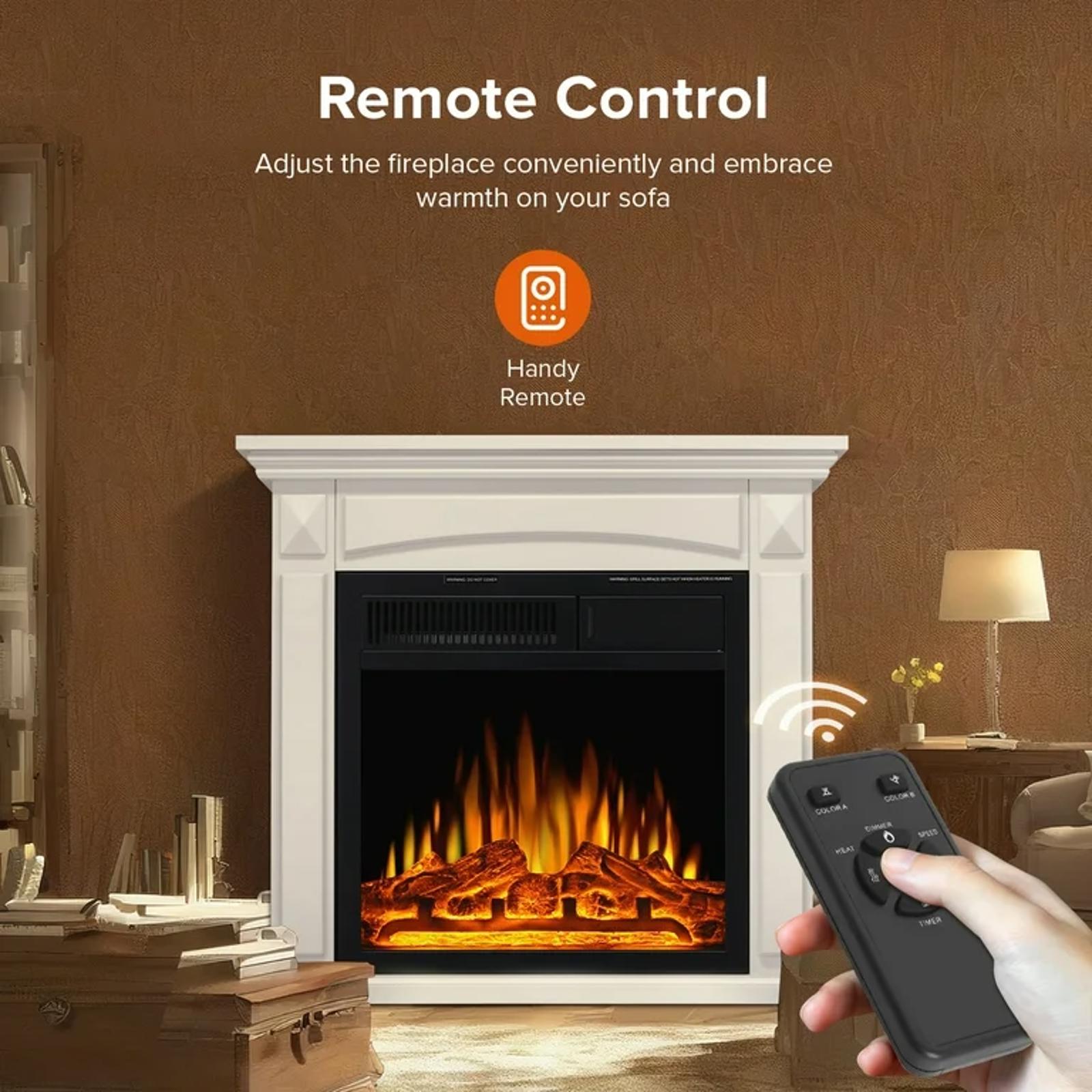 KISSAIR 25" x 26.57" Freestanding 1500W Electric Indoor Fireplace