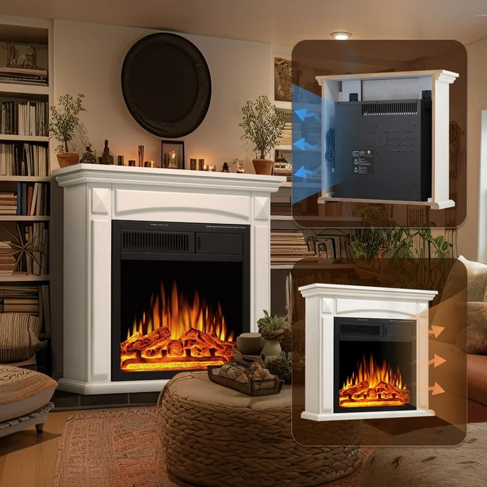 KISSAIR 25" x 26.57" Freestanding 1500W Electric Indoor Fireplace