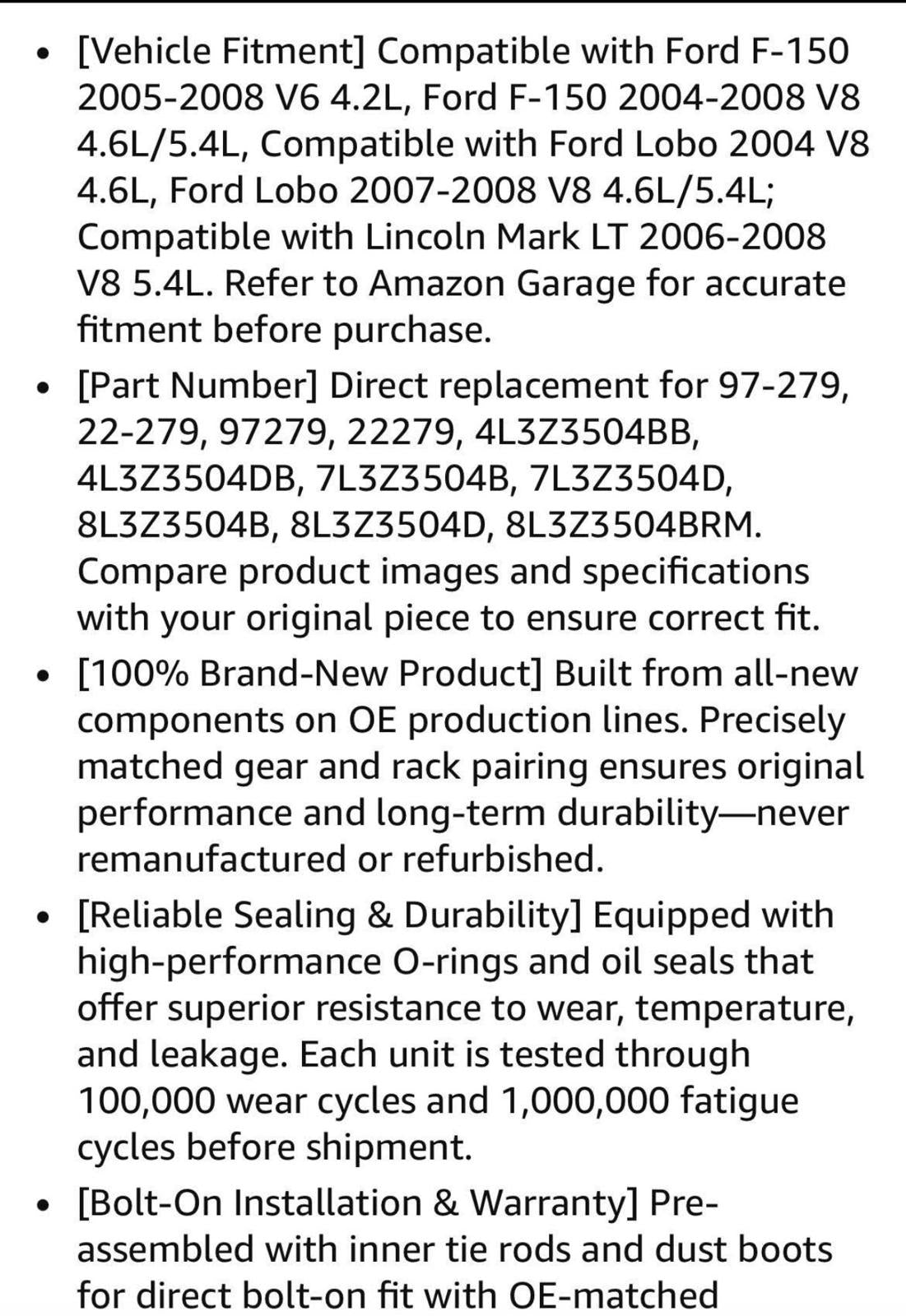 PHOBOOS Power Steering Rack and Pinion for 2004-2008 Ford F150