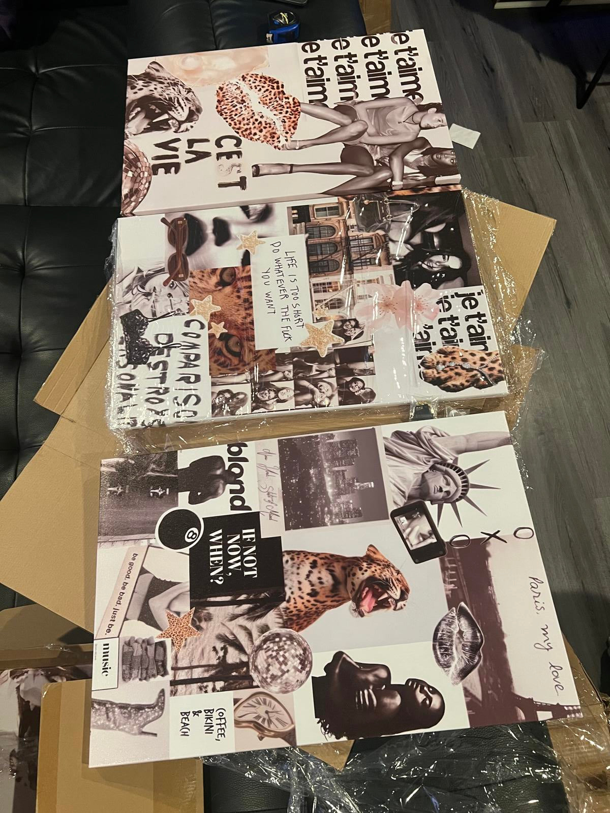 Set of 3  16”x24” Chic Leopard and Retro Style Wall Art Prints