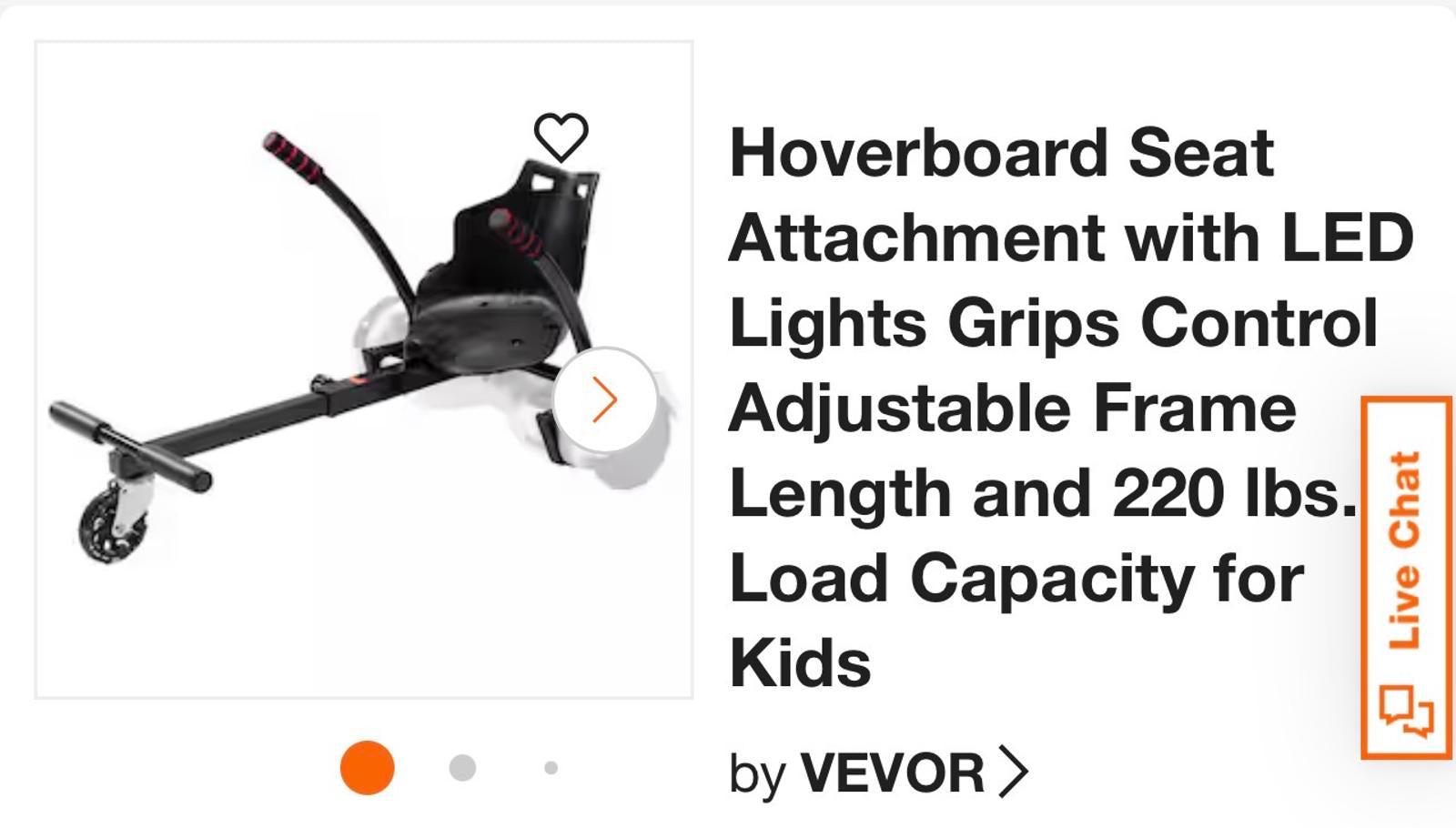 Hoverboard Seat Attachment with LED Lights - Hoverboard not included