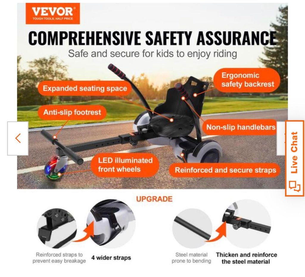 Hoverboard Seat Attachment with LED Lights - Hoverboard not included