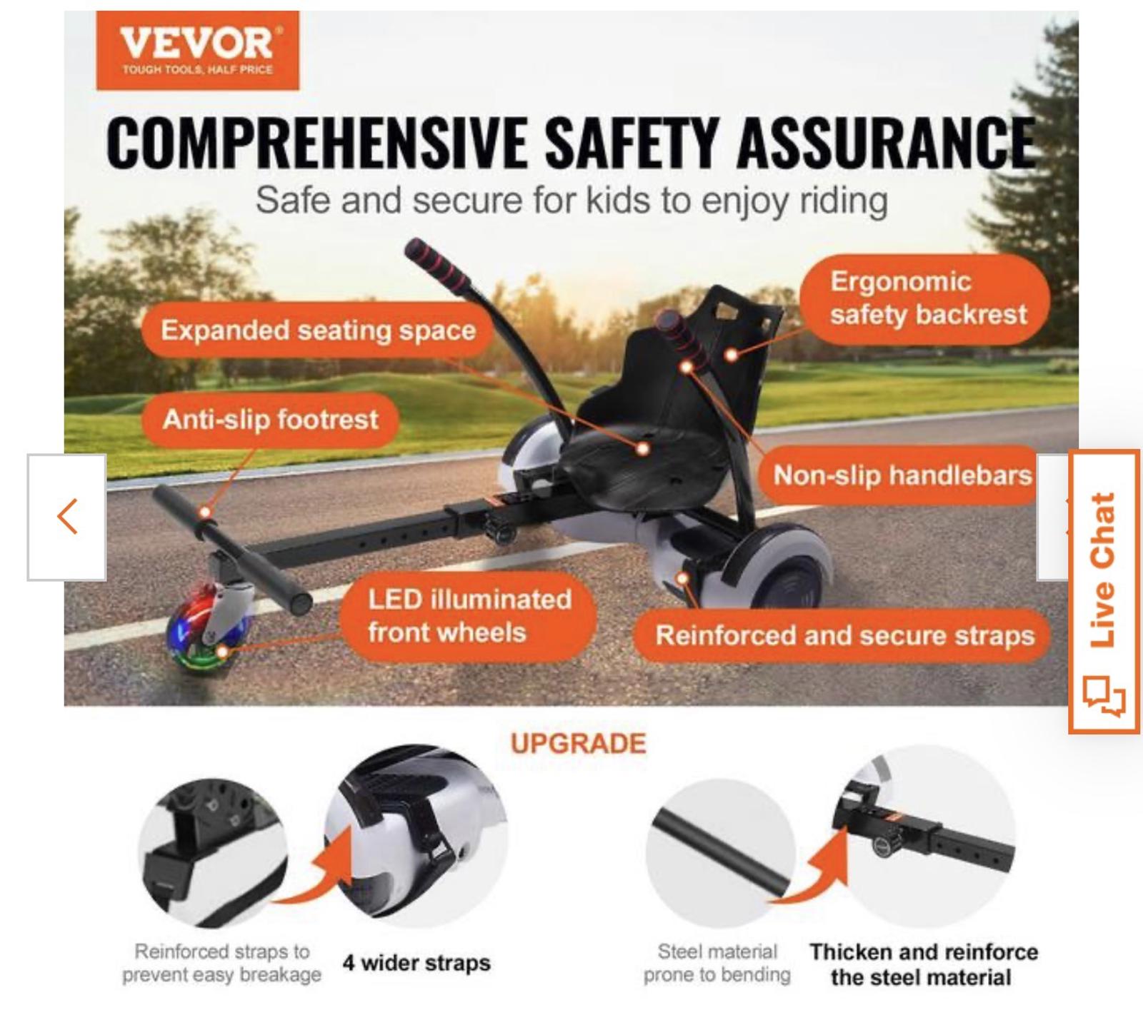 Hoverboard Seat Attachment with LED Lights - Hoverboard not included