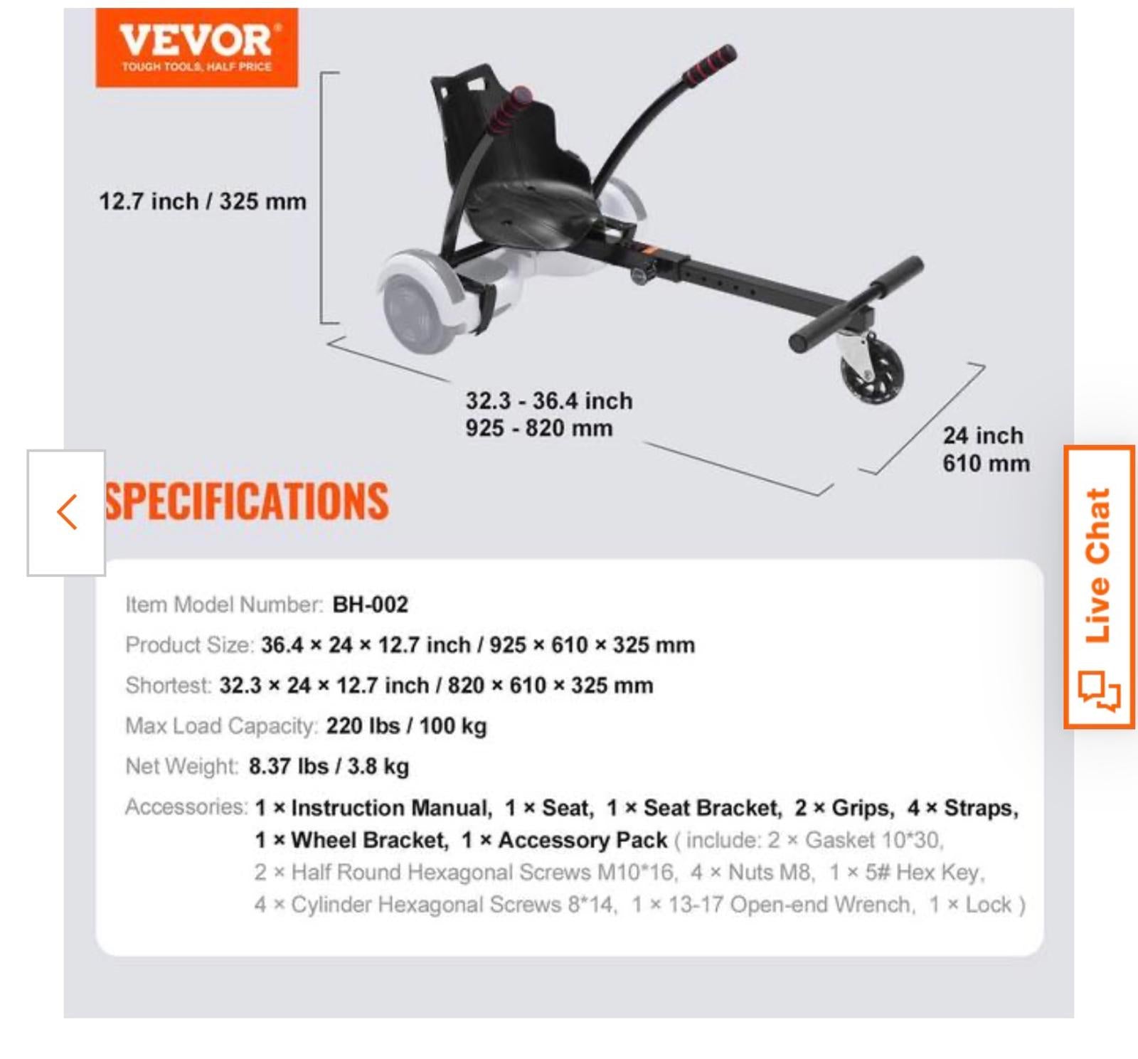 Hoverboard Seat Attachment with LED Lights - Hoverboard not included