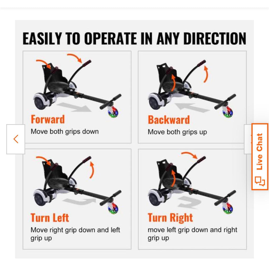 Hoverboard Seat Attachment with LED Lights - Hoverboard not included