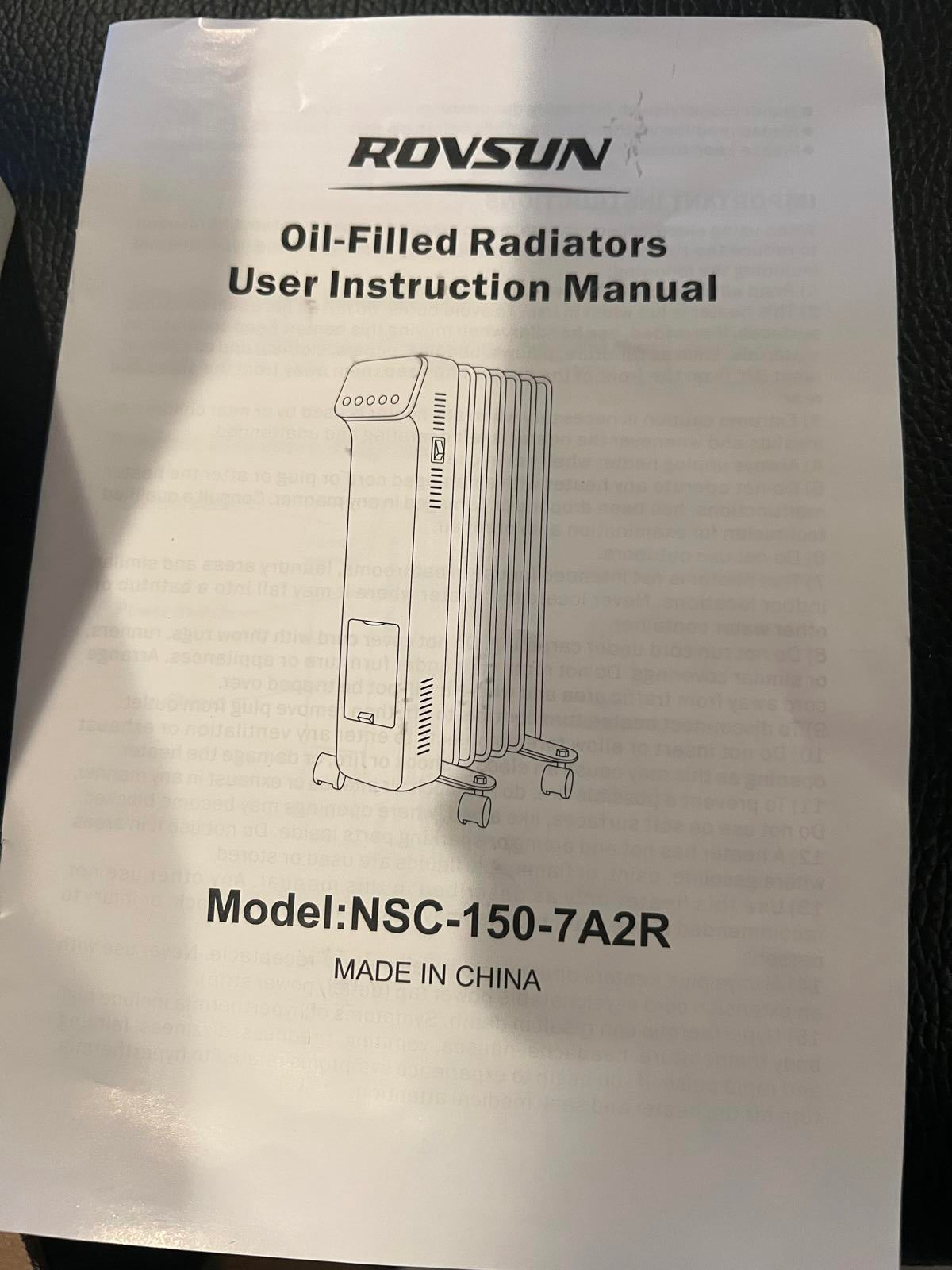 Rovsun Oil-Filled Radiator Heater NSC-150-7A2R - Open Box