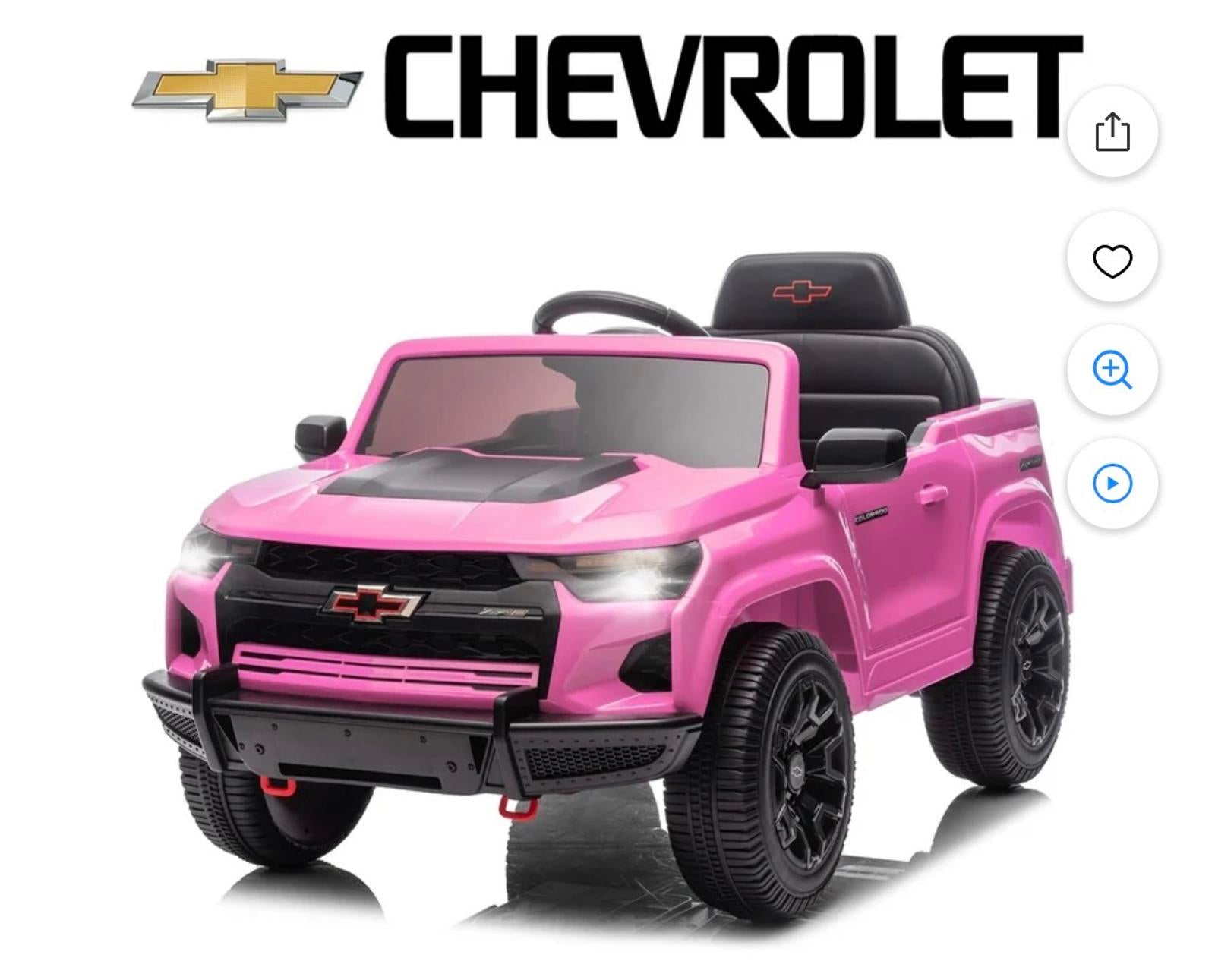 Open Box Chevrolet Pink Kids Ride-On Toy Car with Seat Belt & Lockable Doors