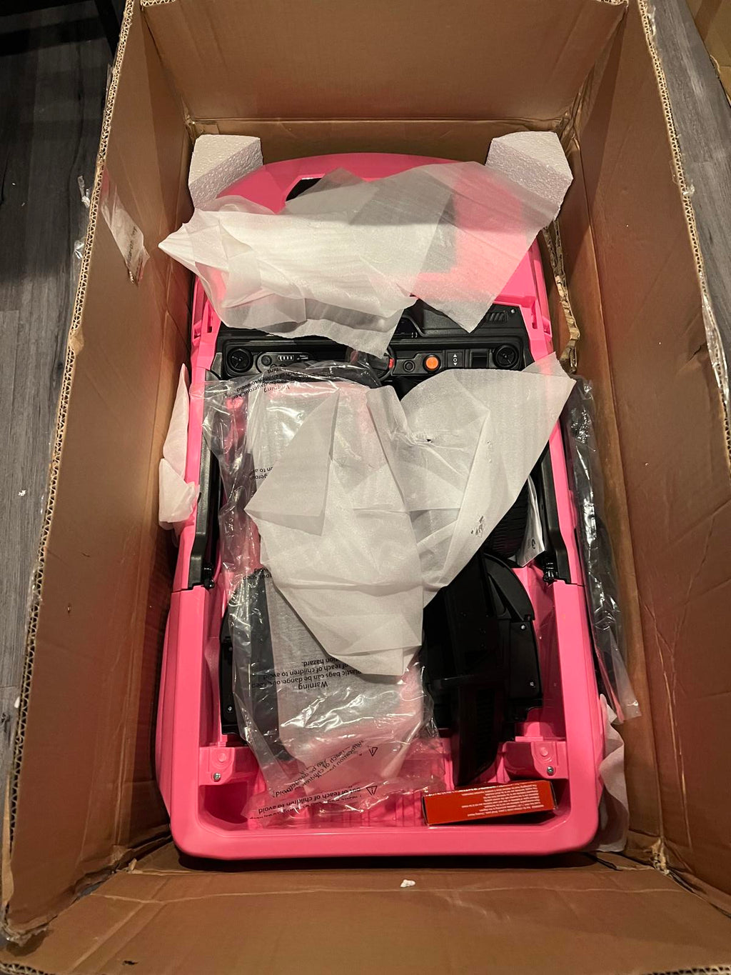 Open Box Chevrolet Pink Kids Ride-On Toy Car with Seat Belt & Lockable Doors