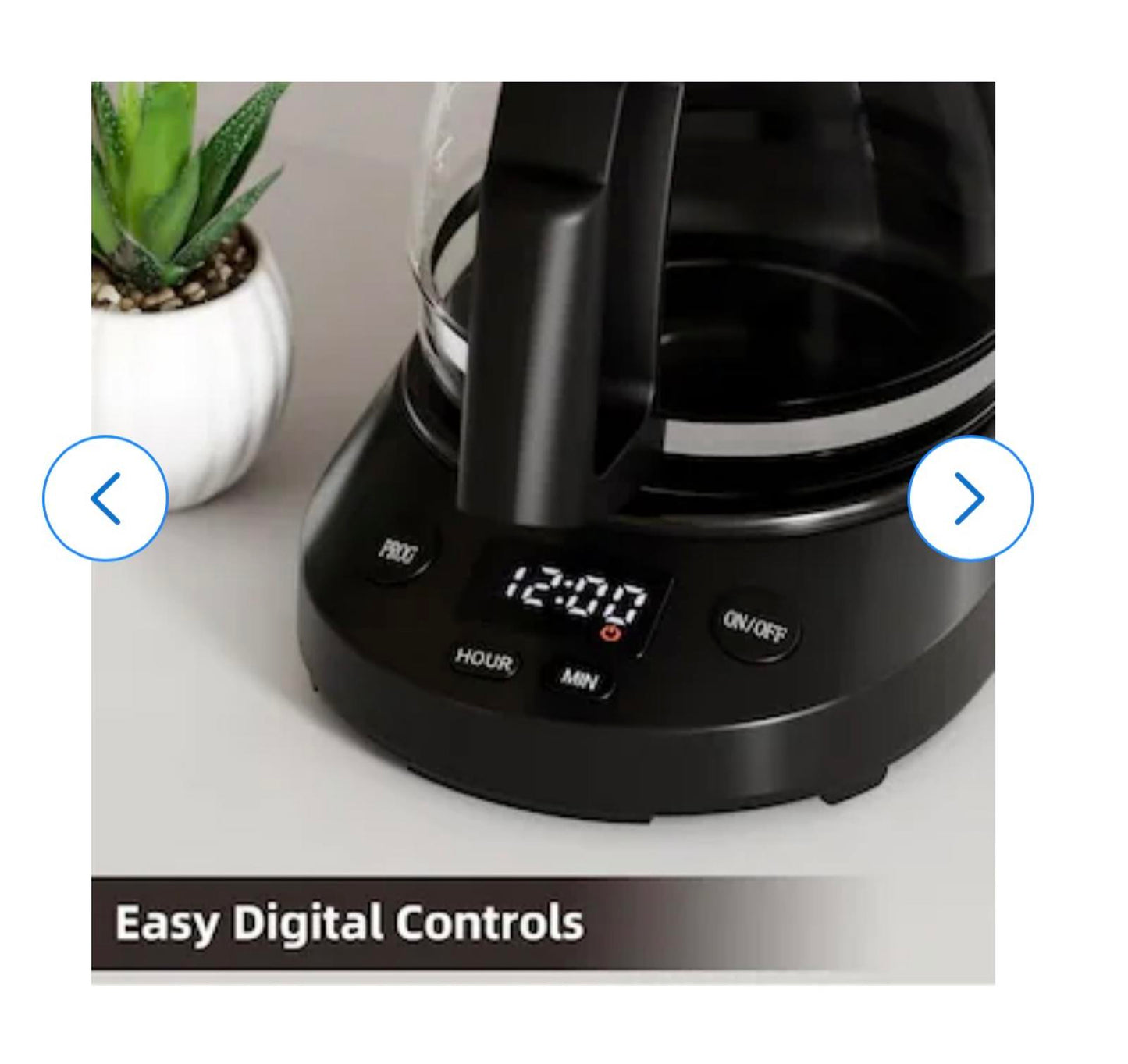 Compact 5 Cup (25 OZ) Drip Coffee Maker with Glass Carafe & Digital Controls
