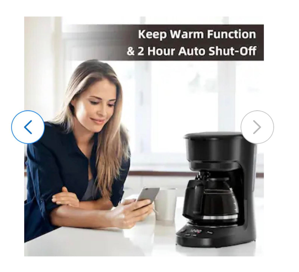 Compact 5 Cup (25 OZ) Drip Coffee Maker with Glass Carafe & Digital Controls