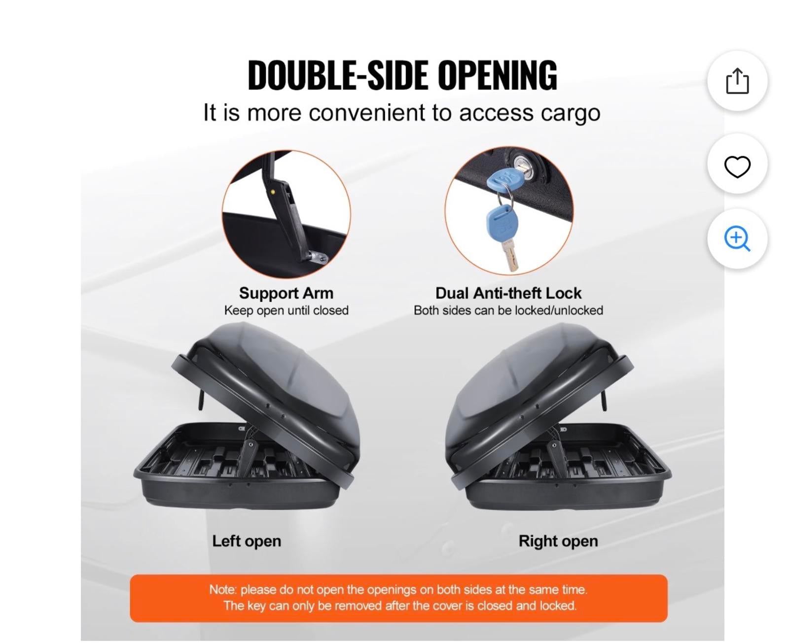 VEVOR Rooftop Cargo Carrier 8 Cubic Feet Roof Cargo Box Black