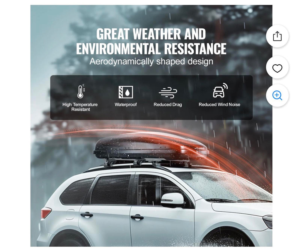 VEVOR Rooftop Cargo Carrier 8 Cubic Feet Roof Cargo Box Black