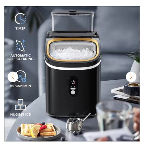 8.66 in 30 lbs. Cubed Ice Countertop Ice Maker w/ Ice Scoop, Black