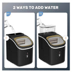 8.66 in 30 lbs. Cubed Ice Countertop Ice Maker w/ Ice Scoop, Black