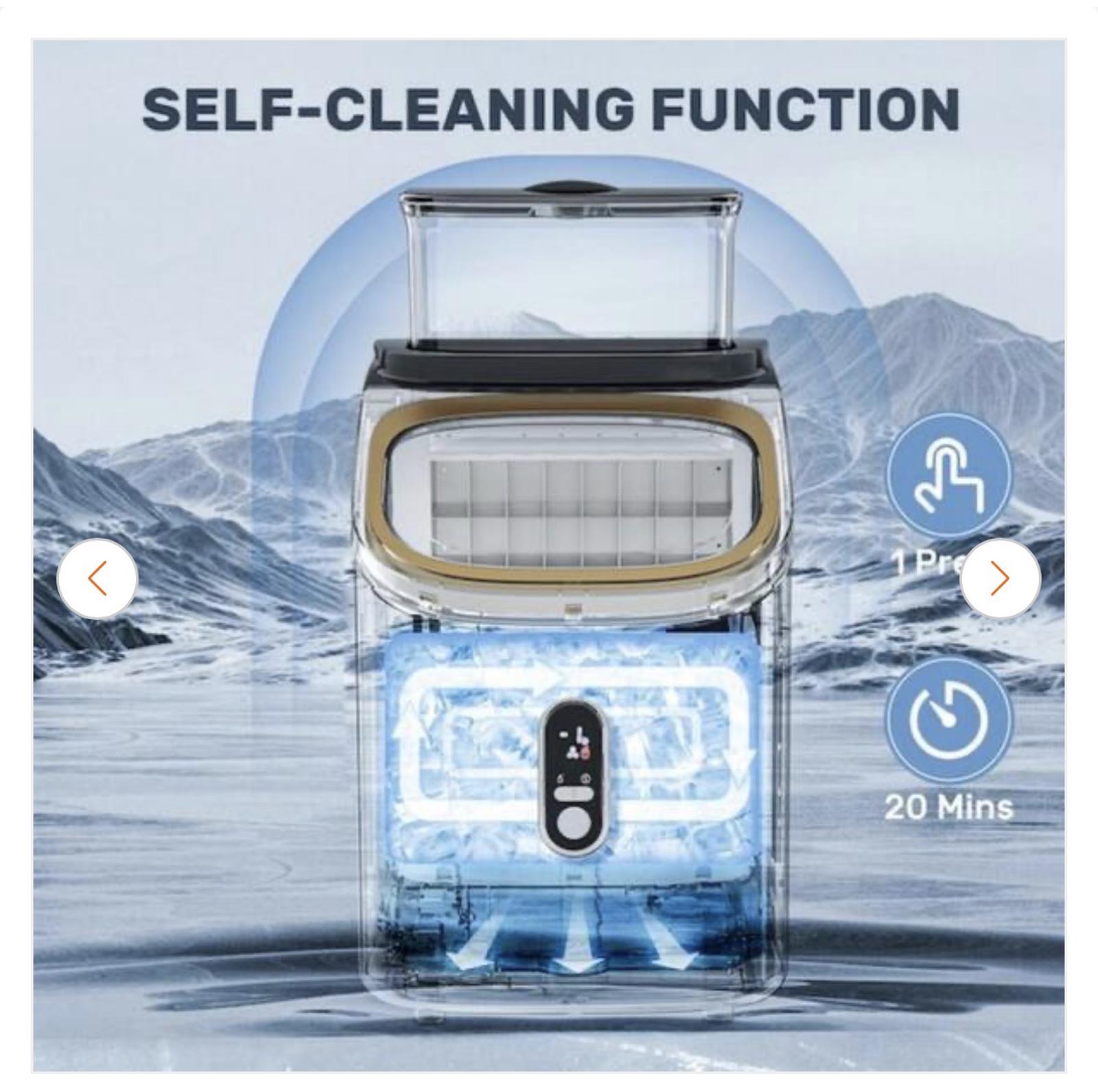 8.66 in 30 lbs. Cubed Ice Countertop Ice Maker w/ Ice Scoop, Black