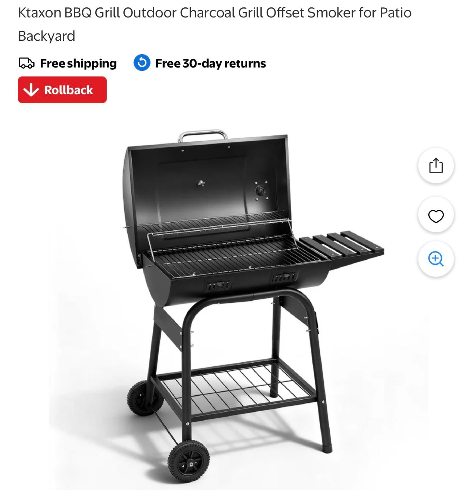 Ktaxon BBQ Grill Outdoor Charcoal Grill Offset Smoker for Patio Backyard