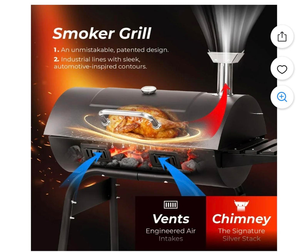 Ktaxon BBQ Grill Outdoor Charcoal Grill Offset Smoker for Patio Backyard