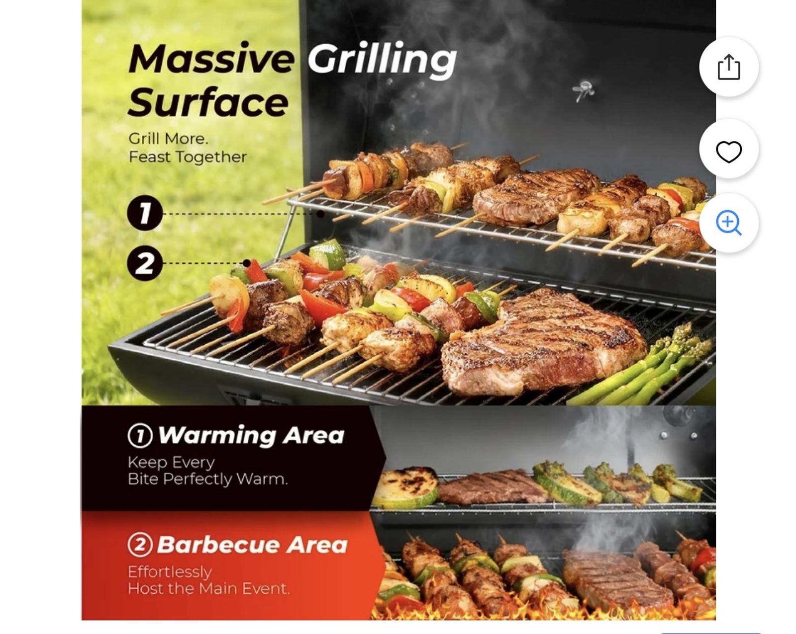 Ktaxon BBQ Grill Outdoor Charcoal Grill Offset Smoker for Patio Backyard