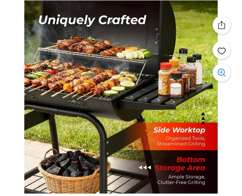 Ktaxon BBQ Grill Outdoor Charcoal Grill Offset Smoker for Patio Backyard