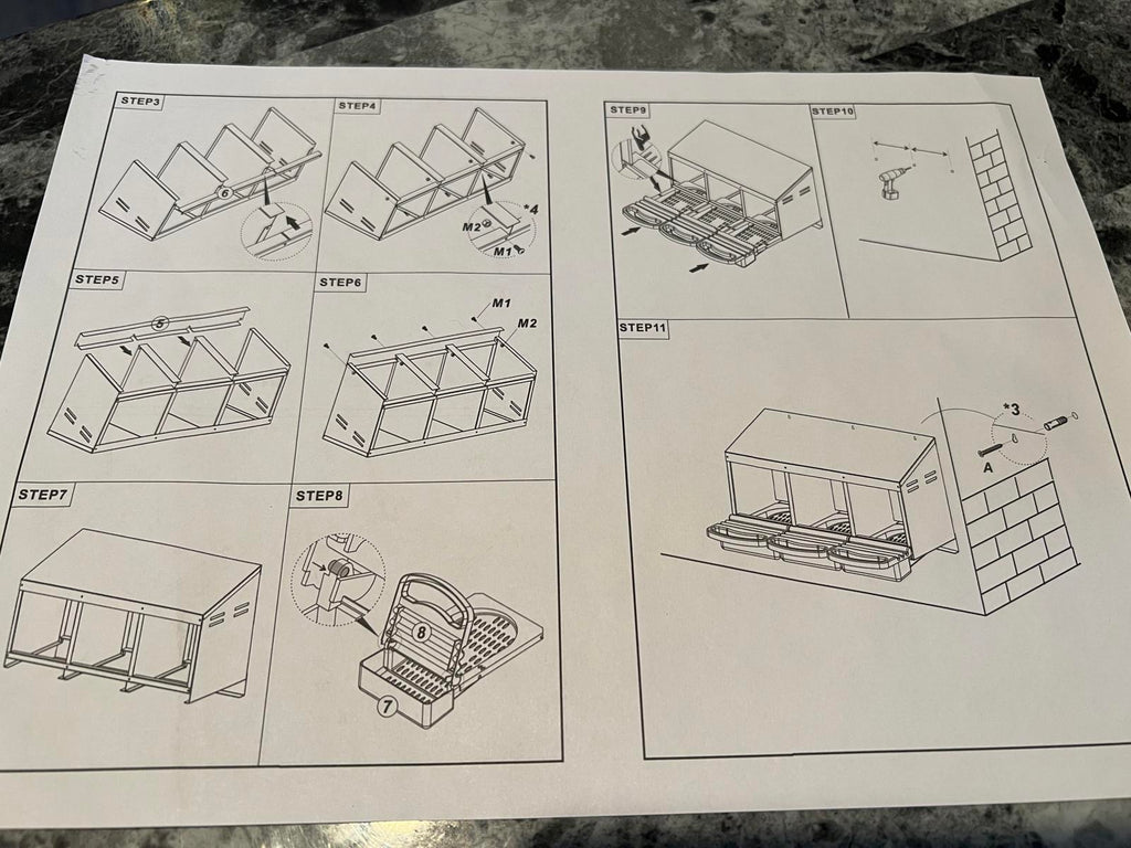 Garvee 3 Holes Galvanized Steel Chicken Nesting Box with Automatic Roll Out Egg-
