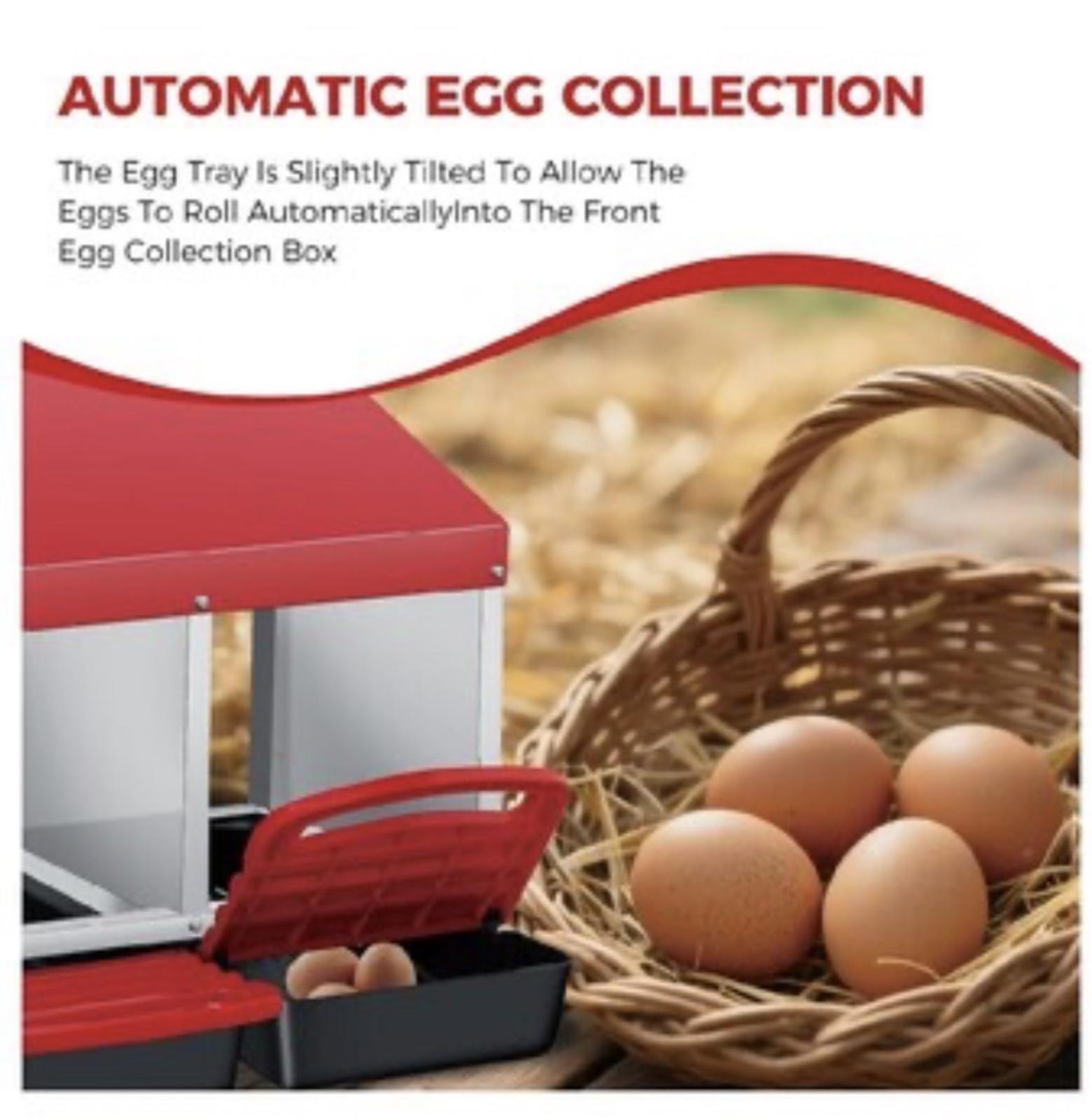 Garvee 3 Holes Galvanized Steel Chicken Nesting Box with Automatic Roll Out Egg-