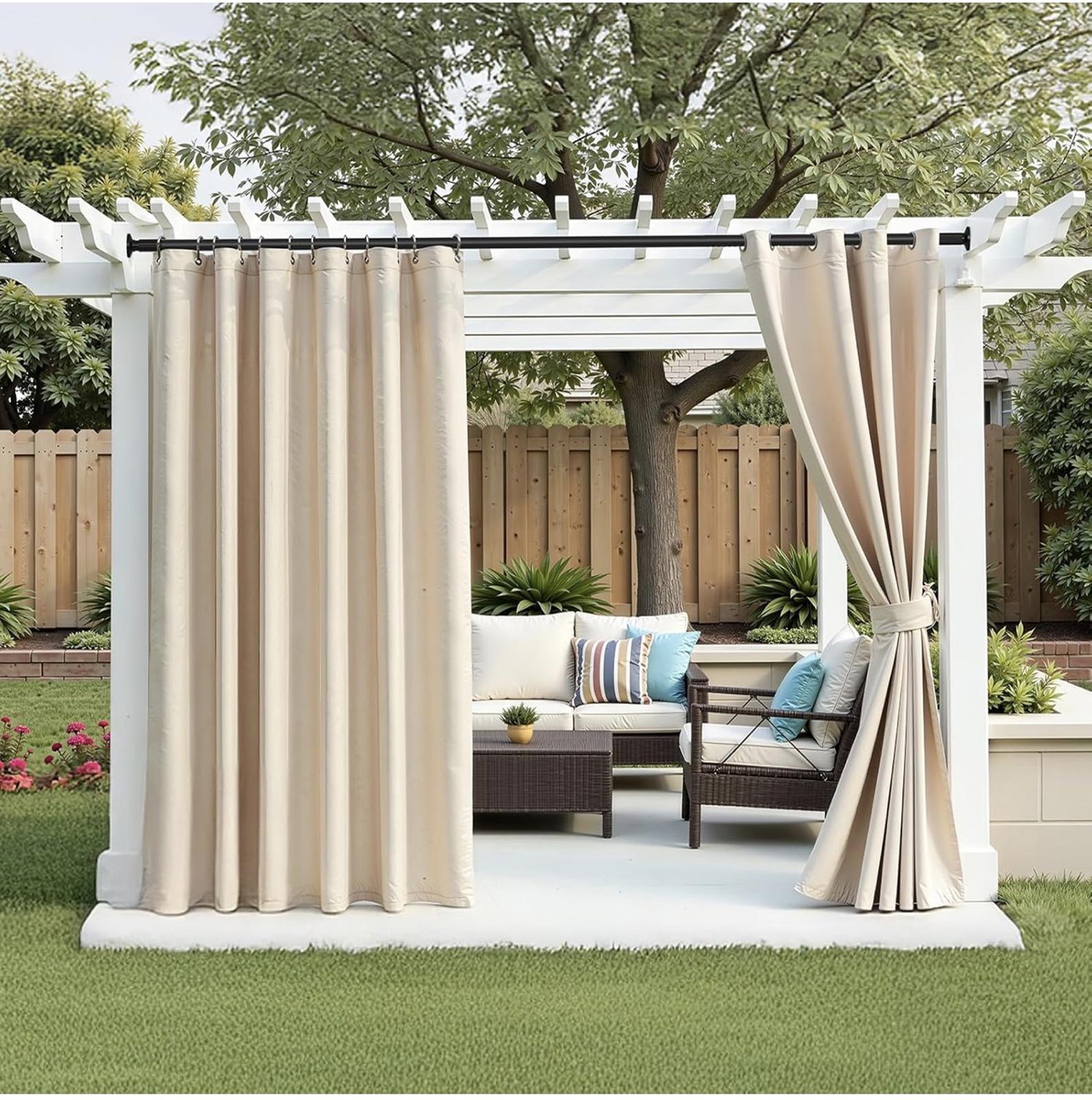 Tension Curtain Rod 51-89 inch Black Heavy Duty No Drilling