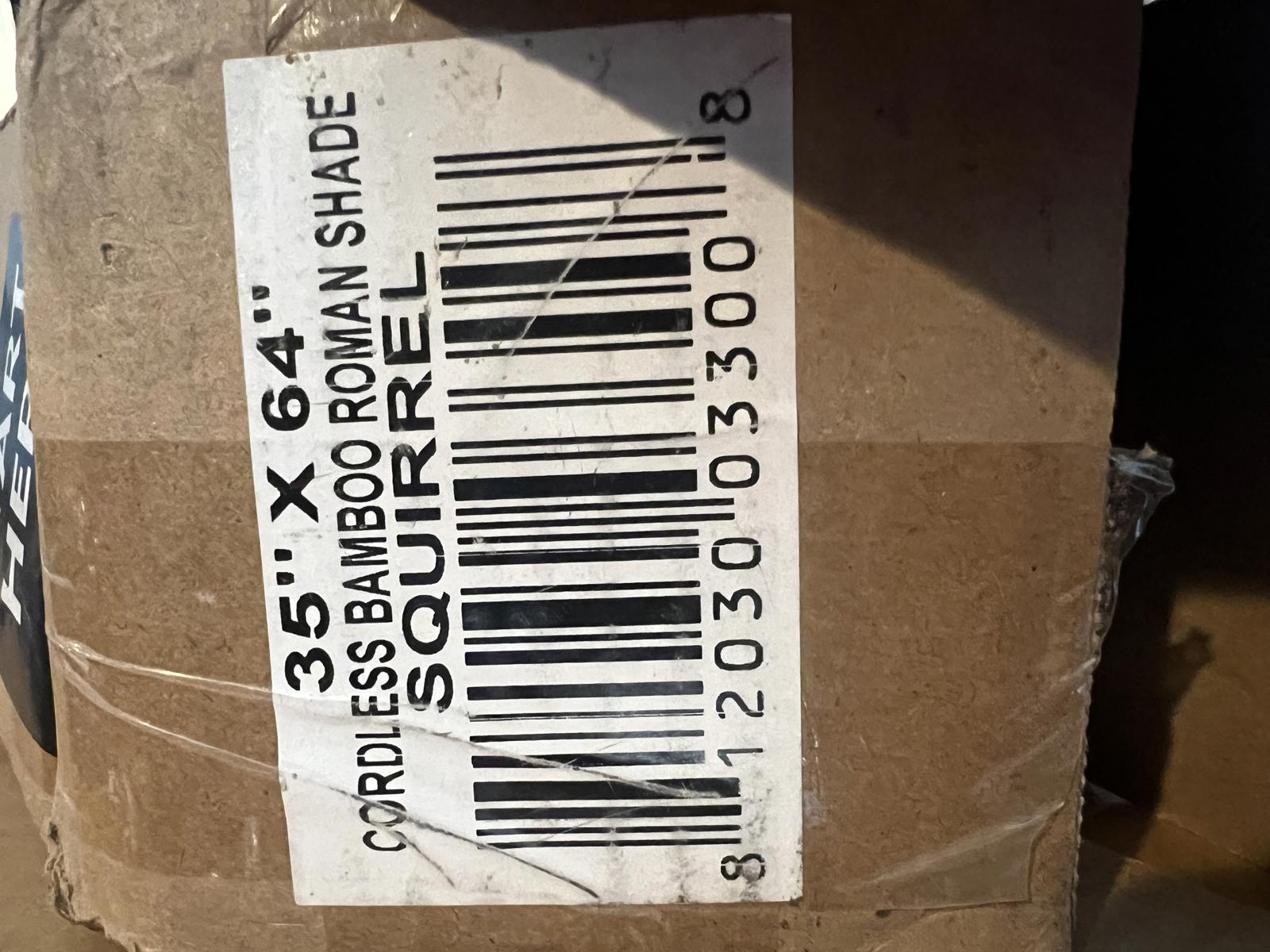 Squirrel Cordless Bamboo Roman Shade 35" x 64"