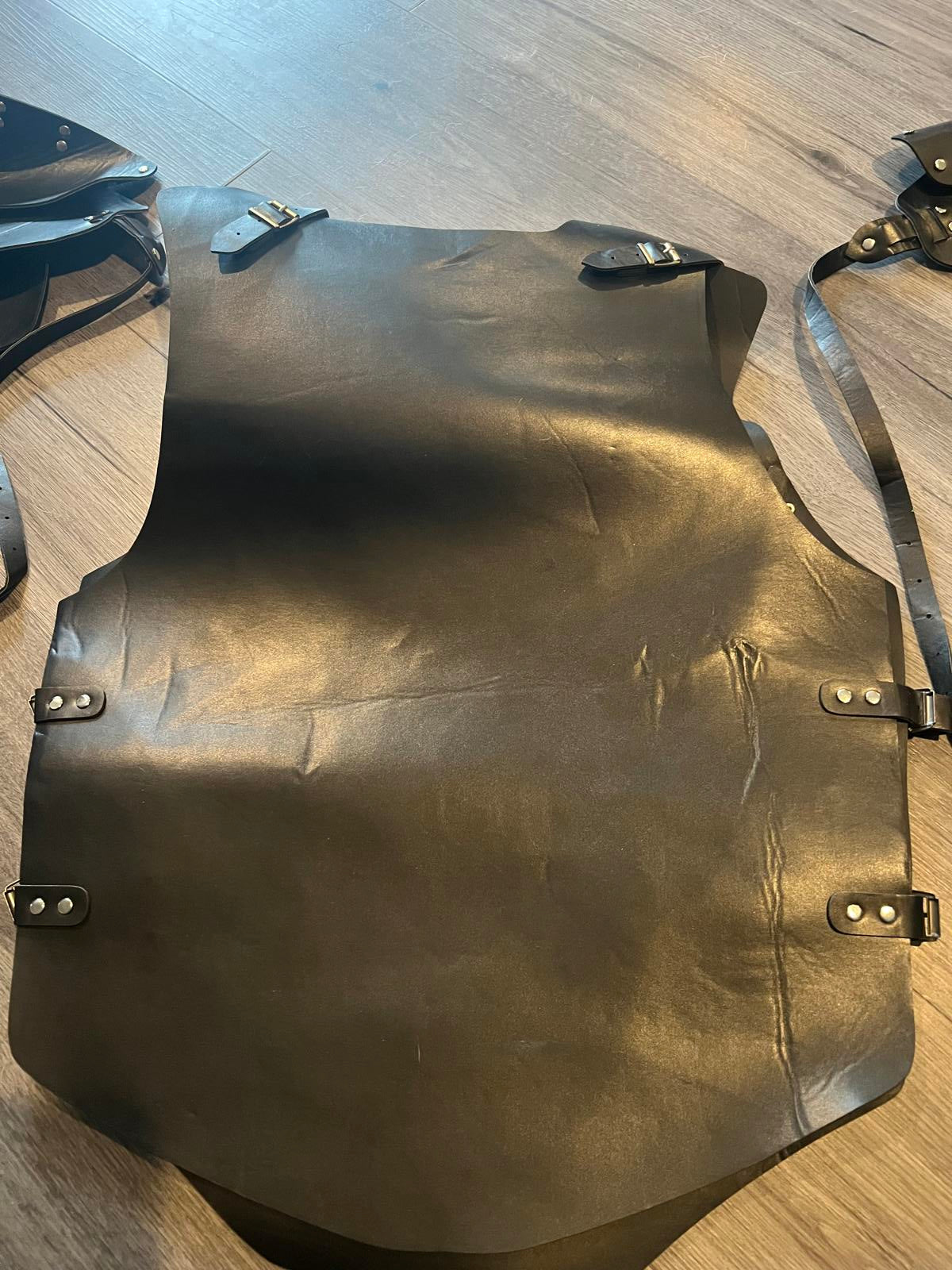 Black Leather Cosplay Armor Vest with Arm Guards - Open Box Quality