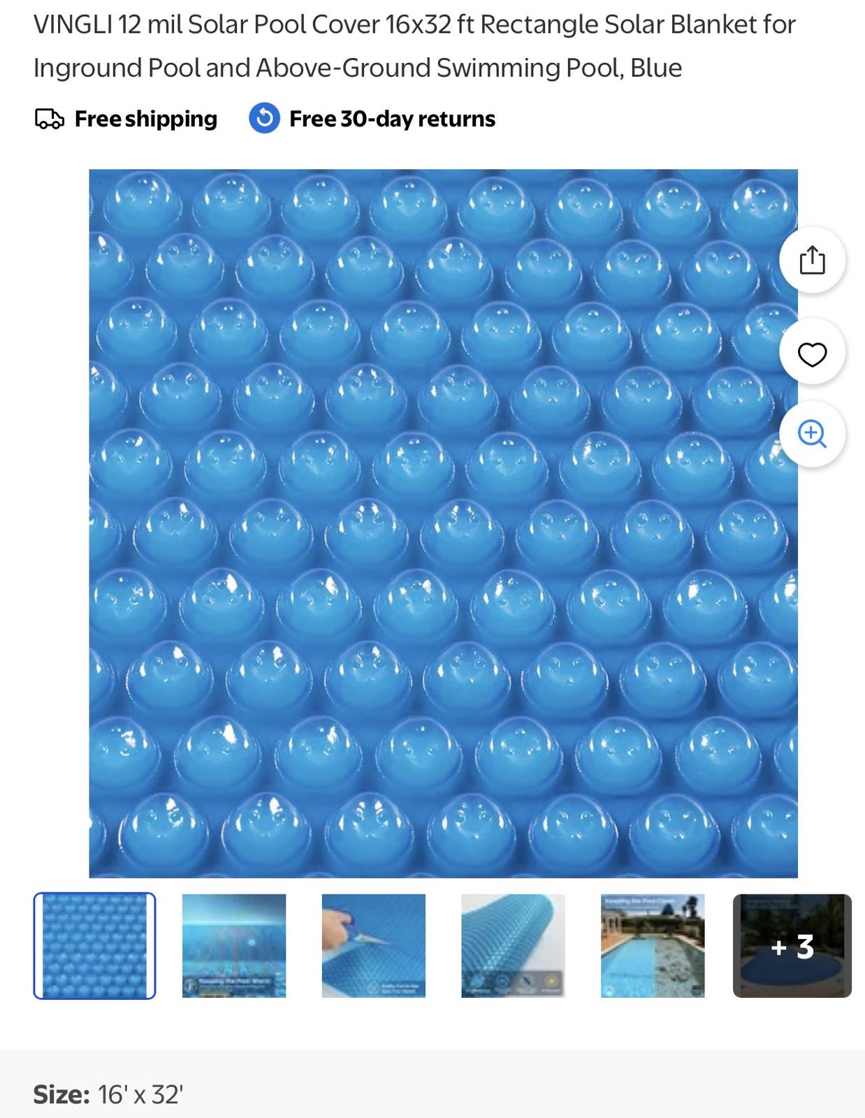 VINGLI 12 mil Solar Pool Cover 16x32 ft Rectangle Solar Blanket for pools