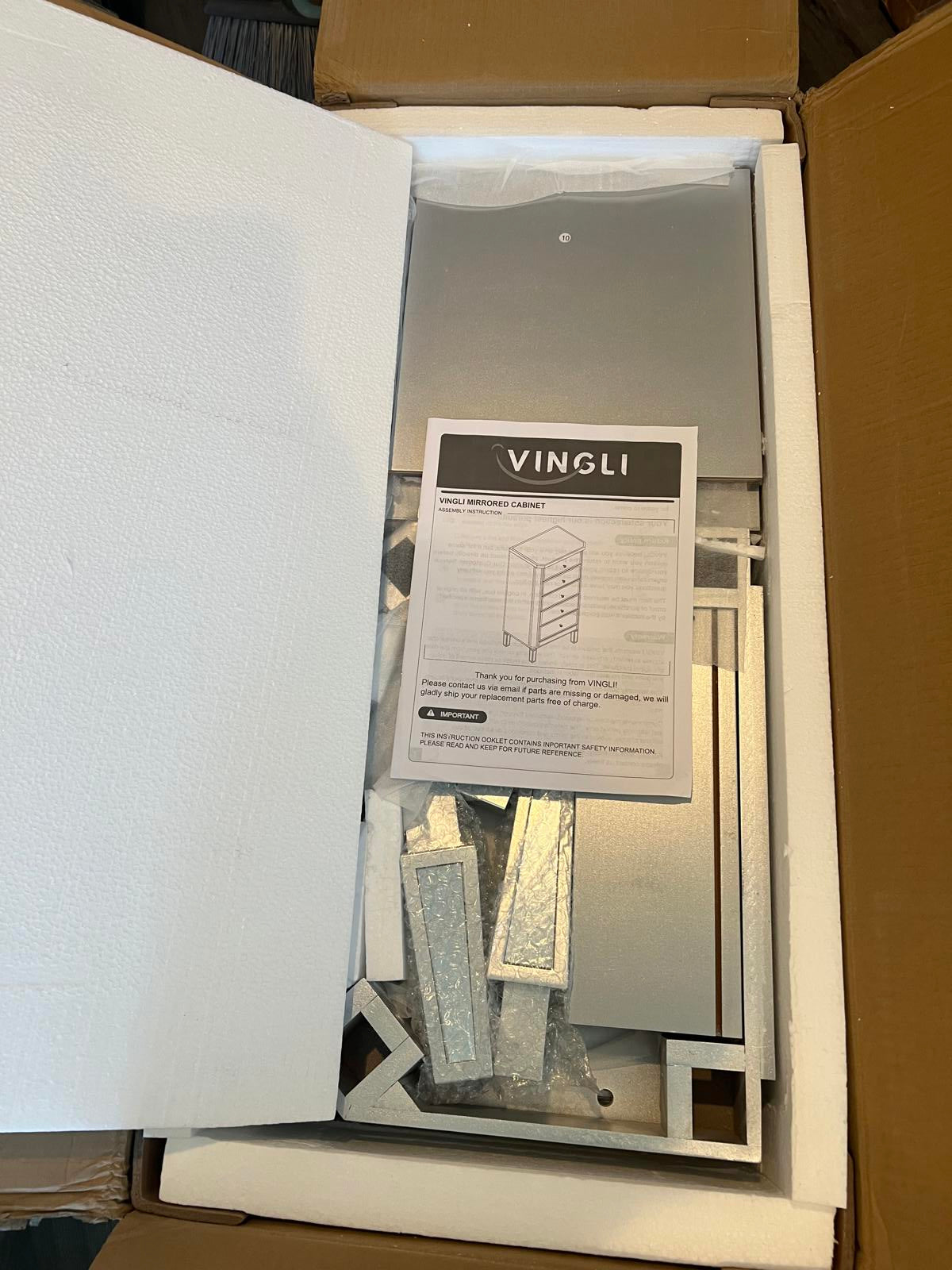 Vingli Mirrored 5-Drawer Cabinet - Chic Storage Solution