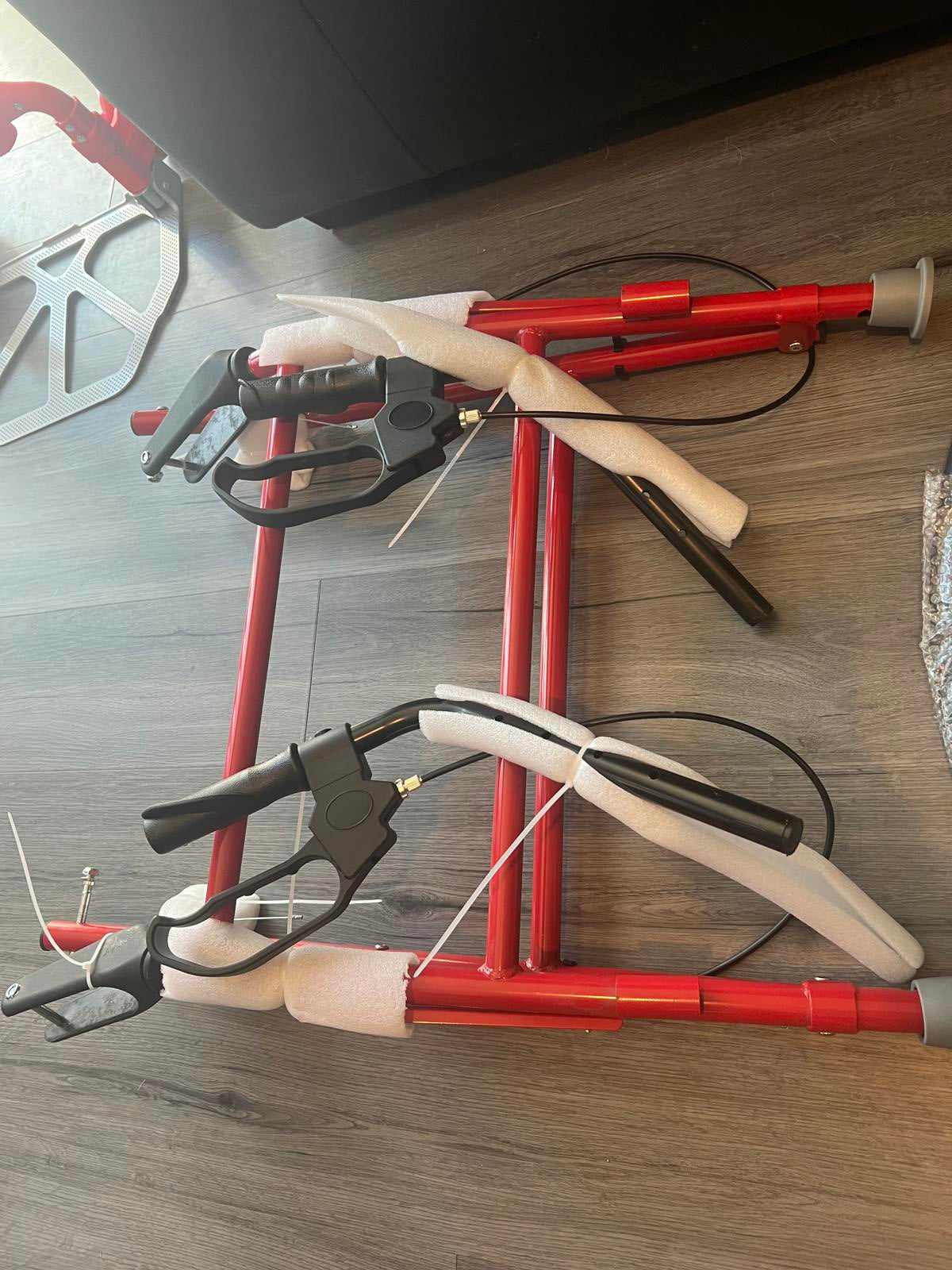 Foldable Red Walker with Seat and Carry Bag - missing wheels