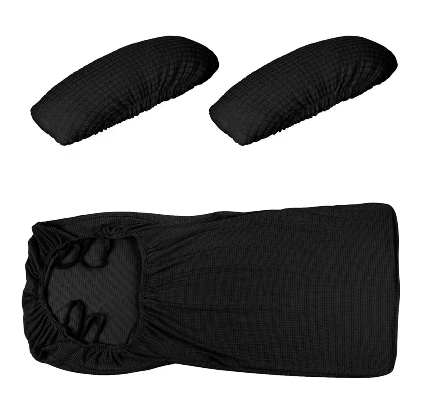 Tatuo 3 Pcs Computer Office Chair Cover Set - Black Waffle Texture, Size L