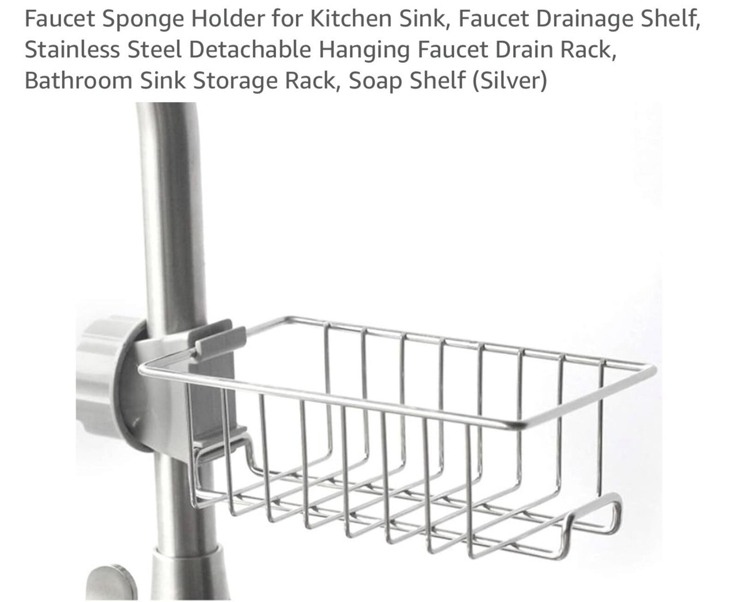 Faucet Sponge Holder for Kitchen Sink, Stainless Steel Detachable Hanging Faucet