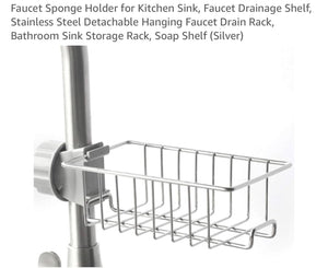 Faucet Sponge Holder for Kitchen Sink, Stainless Steel Detachable Hanging Faucet